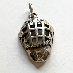 Ice Hockey Mask Sterling Silver Charm Pendant Bracelet Necklace Goalie Rugby 925